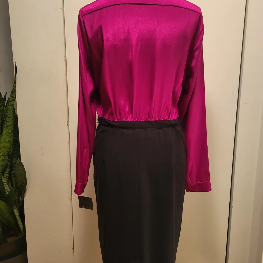 Leslie Fay bow tie top and black skirt dress sz 10 - Picture 6 of 8